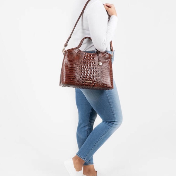 Brahmin Handbags - BRAHMIN LG Elaine Dome Brown Croc Leather Satchel